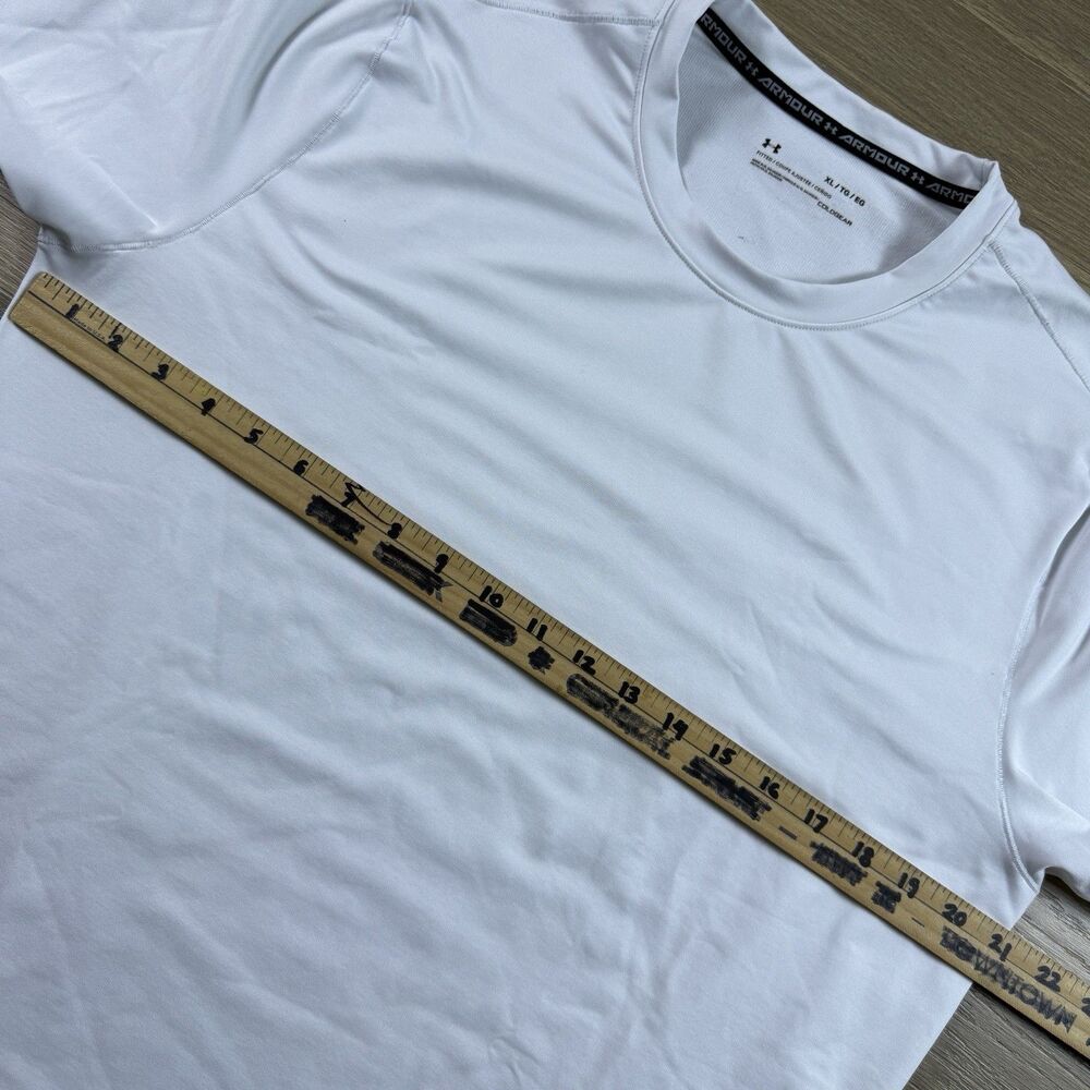 Under Armour Shirt Men XL Fitted ColdGear Crew Long Sleeve White Base Layer - Picture 3 of 10
